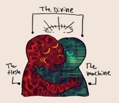 an image of two people hugging in front of a sign that says the divine battles