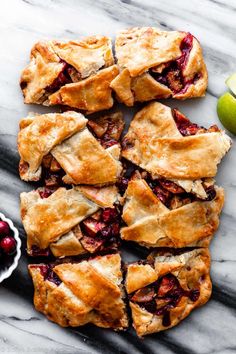 cranberry apple hand pies on a marble table