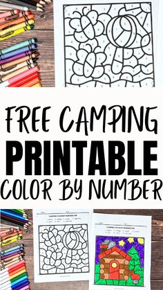 free camping printable color by number for kids