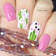 Cactus Nail Art, Succulent Nails, Pretty Nail Colors, Finger Nail Art, Fall Acrylic Nails, Trendy Nail Art, Colorful Nail Designs