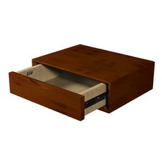 a wooden drawer with two drawers open