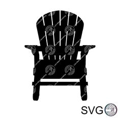 a black and white silhouette of a wooden chair with the word svg on it