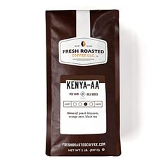 fresh roasted coffee bag with white knight logo on the front and brown ground, ready to be eaten