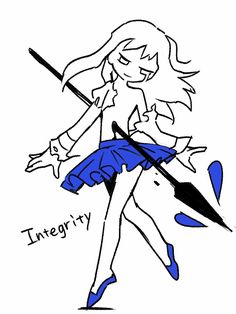 a drawing of a girl with an umbrella and the words integity on it