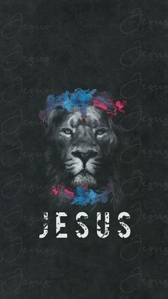 a lion with the word jesus painted on it