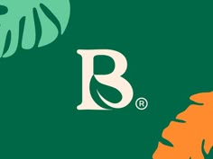 the letter b is surrounded by tropical leaves