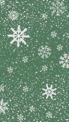 a green background with white snowflakes on it