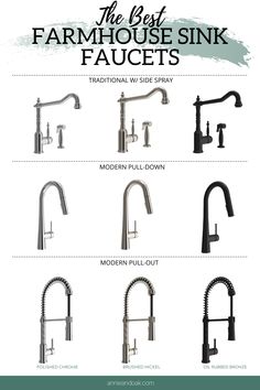 the best farmhouse sink faucets for every style of kitchen or bathtub, from traditional to modern pull - out