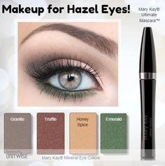 Mary Kay Ultimate Mascara, Hair Colour For Green Eyes, Hazel Eye Makeup, Beautiful Eyes Color, Makeup For Hazel Eyes, Mary Kay Makeup