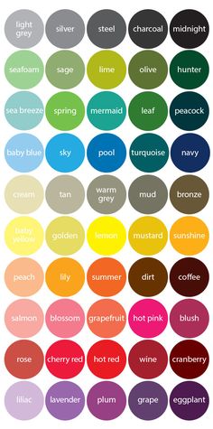 the color chart for different shades of paint