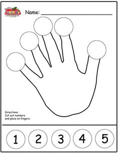 a printable worksheet for numbers 1 - 5 with the image of a hand