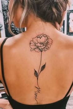 #Tattoo Girls #Girl Tattoos #Trendy Tattoos #Cute Tattoos #Small Tattoos #Flower Tattoos #Grunge Tattoo #New Tattoo Designs #Tattoo Designs For Women Carnation Tattoo Design, Flower Tattoo Back, Trending Tattoo, Carnation Flower, Spine Tattoo, Tattoo Henna, Subtle Tattoos