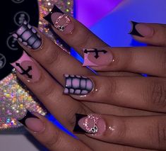 Nail Manifestation, Cross Nails, 15 Birthday, Girly Acrylic, Short Acrylics, Nail Board, 2024 Nails, Acrylic Nail Set, Hard Nails