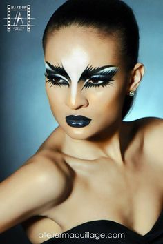 Black swan inspired Extreme Make-up, Carnaval Make-up, Black And White Makeup, Drag Make-up, Show Makeup