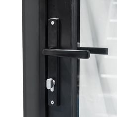 an open door with a black handle on it