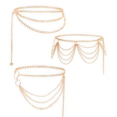 PRICES MAY VARY. Set Content: This chain belt set includes 3 different styles of women's gold waist chain, the appearance is fashionable and beautiful, you can freely choose the style to match, suitable for different styles of clothing, such as bohemian style and so on, easily attract everyone's attention, and the sufficient quantity is fully able to meet the requirements of your daily wear and change. Reliable Material: This waist chain set are made of reliable metal material, sturdy and not ea Gold Chain Belt Adjustable For Summer, Gold Chain Belt For Summer With Adjustable Chain, Gold Adjustable Chain Belt For Summer, Party Layered Necklace With Gold Chain, Adjustable Chain Layered Necklace For Party, Adjustable Layered Chain Necklace For Party, Chic Gold Chain Layered Necklace For Parties, Gold Waist Chain, Party Jeans