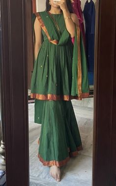 Green Kurti, Green Sharara, Trendy Outfits Indian, Kurta Sharara, Long Gown Design, Lehenga Designs Simple, Simple Kurta Designs, Kurti Set, Salwar Kamiz