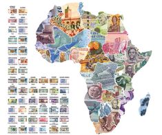 the map of africa is shown with all different stamps on it's face and side