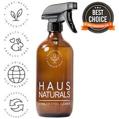 a bottle of haus naturals stainless steel cleaner on a white background with the words best choice above it