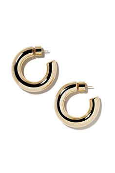 JENNIFER FISHER-Jamma Huggie Earrings - 1.2in-YELLOW GOLD Huggie Earrings Silver, Jennifer Fisher, Huggie Earrings, Huggies Earrings, Silver Earrings, Plating, Yellow Gold, Brass, Yellow