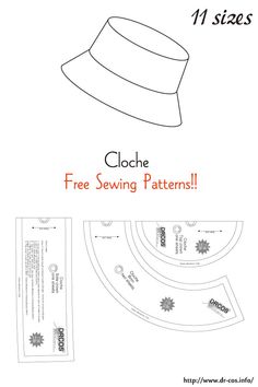 the free sewing pattern for a cloche hat is shown with instructions to make it