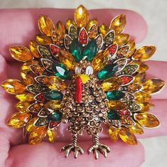 This Is An Amazing Piece! This Looks Vintage But It's A New Never Worn Brooch Pin. 2.5" Tall By 2.75" Wide, This Is A Dome Shape And Is Layered And Prong Set And Paved Set. The Colors Are Out Of This World Amazing! Amber, Emerald, Ruby, Champagne, Peridot Green Set In An Antique Gold Setting , The Face Parts Are Enamel. This Is A Must See In Person Piece To Really Appreciate The Beauty! You Will Look Amazing On Thanksgiving Day Wearing This. Wear This After Thanksgiving Too! This Is Made To Look Face Parts, Trifari Brooch, Ceramic Frogs, Safety Pin Brooch, Minnie Mouse Ears Headband, Peridot Green, Handmade Pins, Vintage Cameo, Cameo Brooch