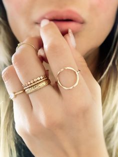 Karma Circle Ring Best Friend Ring, Dainty Gold Ring, Hammered Gold Ring, Hammered Ring, Hammered Rings, Solid Gold Ring