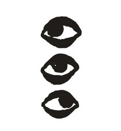 three different types of eyes are shown in black ink on a white background with the words,