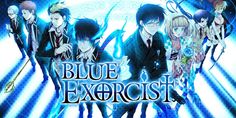 blue exorcist anime wallpaper with an image of people in the background