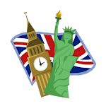 the statue of liberty and big ben are depicted in this cartoon style illustration, which depicts the united kingdom's famous landmark