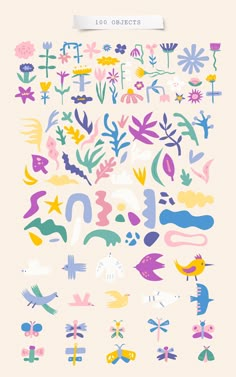 an illustrated poster with flowers and birds on it