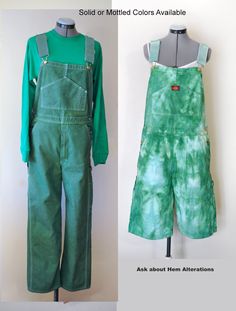 "Custom Dyed Bib Overalls. PLEASE LOOK OVER THE DETAILS AND MEASUREMENTS LISTED BELOW BEFORE ORDERING! THANK YOU! My suppliers are out of stock on many sizes - more should be available in the near future. I hope! Rugged Blue Brand 100% Cotton Bib Overall Pants - Dyed per request of customer color. This listing is a custom request. You choose the size and color. I will acquire the Cotton Painters Bib to be dyed in the color of your choosing. The bib overalls will be a NEW pair of Painters Overall Green Cotton Overalls, Tie Dye Washed Cotton Pants, Hand Dyed Straight Leg Bottoms With Relaxed Fit, Hand Dyed Straight Leg Cotton Bottoms, Fitted Hand Dyed Cotton Bottoms, Hand Dyed Cotton Straight Leg Bottoms, Fitted Pre-washed Cotton Bottoms, Hand Dyed Fitted Cotton Bottoms, Fitted Green Cotton Overalls