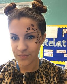 Dress Like An Animal Day Spirit Week, Leopard Print Face Makeup, Cougar Face Paint, Leopard Print Face Paint, Animal Print Face Paint, Safari Dress Up Day At School, Jaguar Face Paint, Cheetah Eyeshadow