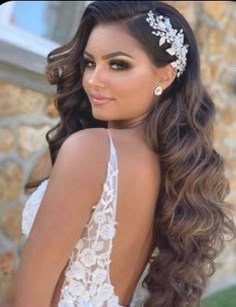 Hairstyles Ponytail, Bride Headpiece, Quince Hairstyles, Long Hair Wedding Styles, Hair Homecoming, Wedding Hairstyles Half Up Half Down, Wedding Hair Down