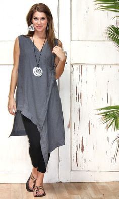 Lindo                                                                                                                                                                                 Más Street Mode, Natural Fiber Clothing, Boho Mode, Linen Tunic, Outfit Casual, Look Fashion, Plus Size Fashion