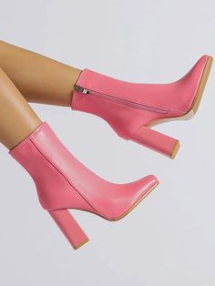 Pointed-Toe Split-Joint Zipper Boots Pumps: Elegant Footwear for Every Occasion Winter Chelsea Boots, Zipper Boots, Boot Pumps, Pink Shoes, Fashion Seasons, Pump Sandals, Womens Boots Ankle, Vintage Barbie, High Heel Boots