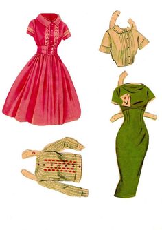 an old fashion doll's clothes and accessories from the 1950's or early 1960s's