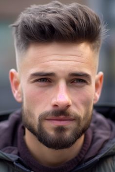 Mens Haircut Side Fade, One Side Fade Haircut Men, Hair With Beard Styles, One Sided Hairstyle For Short Hair, Mens Quiff Haircut, Men’s Haircuts Tapered Sides, Men Side Haircut, Men Haircut Styles With Beard, Short Hairstyles Men Fade Haircut Styles