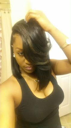 Bob w/ Deep side part Bob Hairstyles Updo, Deep Side Part, Hairstyles Updo, Sew Ins, Bob Styles