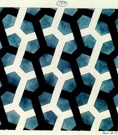 an abstract blue and white pattern on fabric