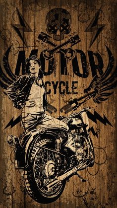 a drawing of a person on a motorcycle with the words motor cycle written below it