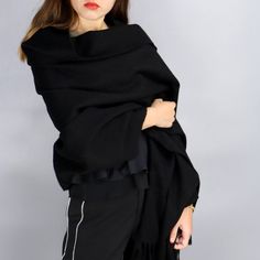 Brand Name:linenlooks,Gender:WOMEN,Scarves Type:Scarf,Material:Wool,Pattern Type:Solid,Department Name:Adult,Origin:CN(Origin),Style:Fashion,Scarves Length:175cm, Winter Shawl Scarf Outerwear, Solid Color Winter Shawl, Solid Color Winter Shawl Wrap, Solid Color Shawl Wrap For Winter, Black Winter Shawl Wrap, Pashmina Shawl For Winter, Black Shawl For Fall, Black Shawl Scarf For Winter, Black Shawl Wrap For Winter