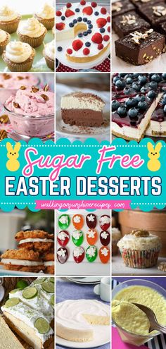 Your Easter baking ideas must have these sweets for diabetics! While these sugar-free easter dessert recipes are healthier, they still taste as delicious. These easy Easter desserts also have gluten-free, dairy-free, and low-carb options! Sugar Free Easter Desserts, Easter Baking Ideas, Healthy Easter Dessert, Healthy Easter Treats, Easter Cookie Recipes, Gluten Free Easter, Low Sugar Desserts