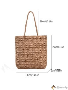 BirdinBag - Chic Straw Handbag - Stylish Minimalism, Elegantly Simplified Lightweight Beige Rectangular Shoulder Bag, Rectangular Solid Color Hobo Bag, Solid Color Rectangular Travel Bag, Everyday Lightweight Brown Bag, Versatile Beige Rectangular Crochet Bag, Rectangular Solid Color Travel Bag, Versatile Rectangular Straw Bag For Daily Use, Lightweight Bags For Daily Use, Trendy Lightweight Rectangular Bags