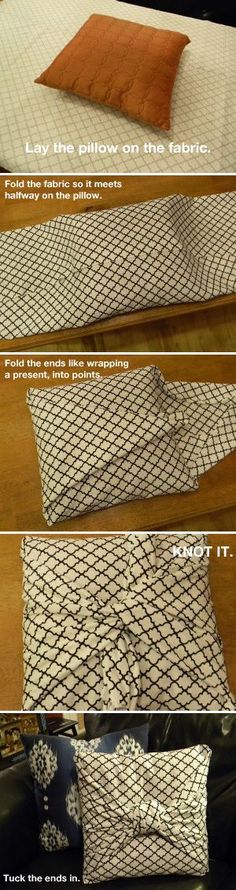 the instructions for how to make an upholstered bed with pillows and blankets on it