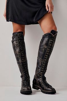 Victory Tall Lace Up Boots Tall Lace Up Boots, Black Knee Boots, Band Fashion, Black Lace Up Boots, Boho Boots, Boho Hippie Chic, Fall Png, Bed Stu, Black Knees