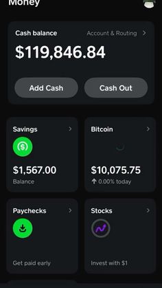 an iphone screen showing the balance and cash