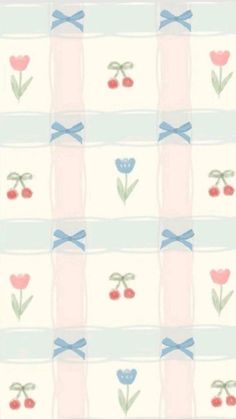 a wallpaper with flowers and hearts on it