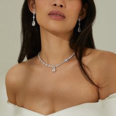 Necklaces For Deep V Wedding Dress, Wedding Necklace Strapless Dress, Jewelry For Satin Wedding Dress, Bridal Necklace Silver, Wedding Bride Necklace, Wedding Jewelry Strapless Dress, Bridal Jewelry Strapless Dress, Jewelry With Strapless Dress, Jewelry For Strapless Wedding Dress