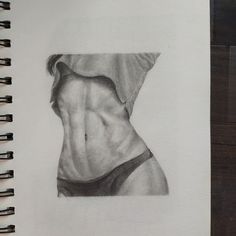 a pencil drawing of a woman's torso